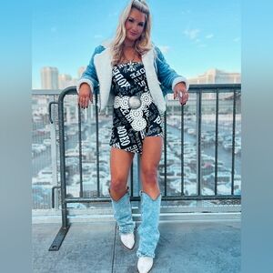 NWT Black Lucky and Blessed Strapless Romper